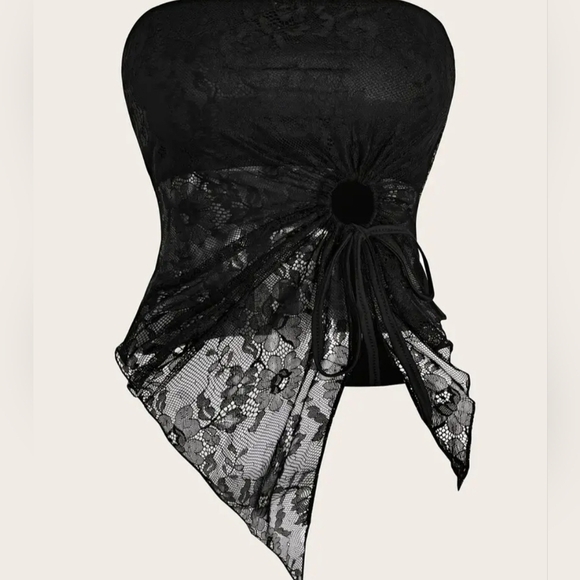 Black Lace Vixen Goth Witchy Strapless Top M-XL - Picture 2 of 6